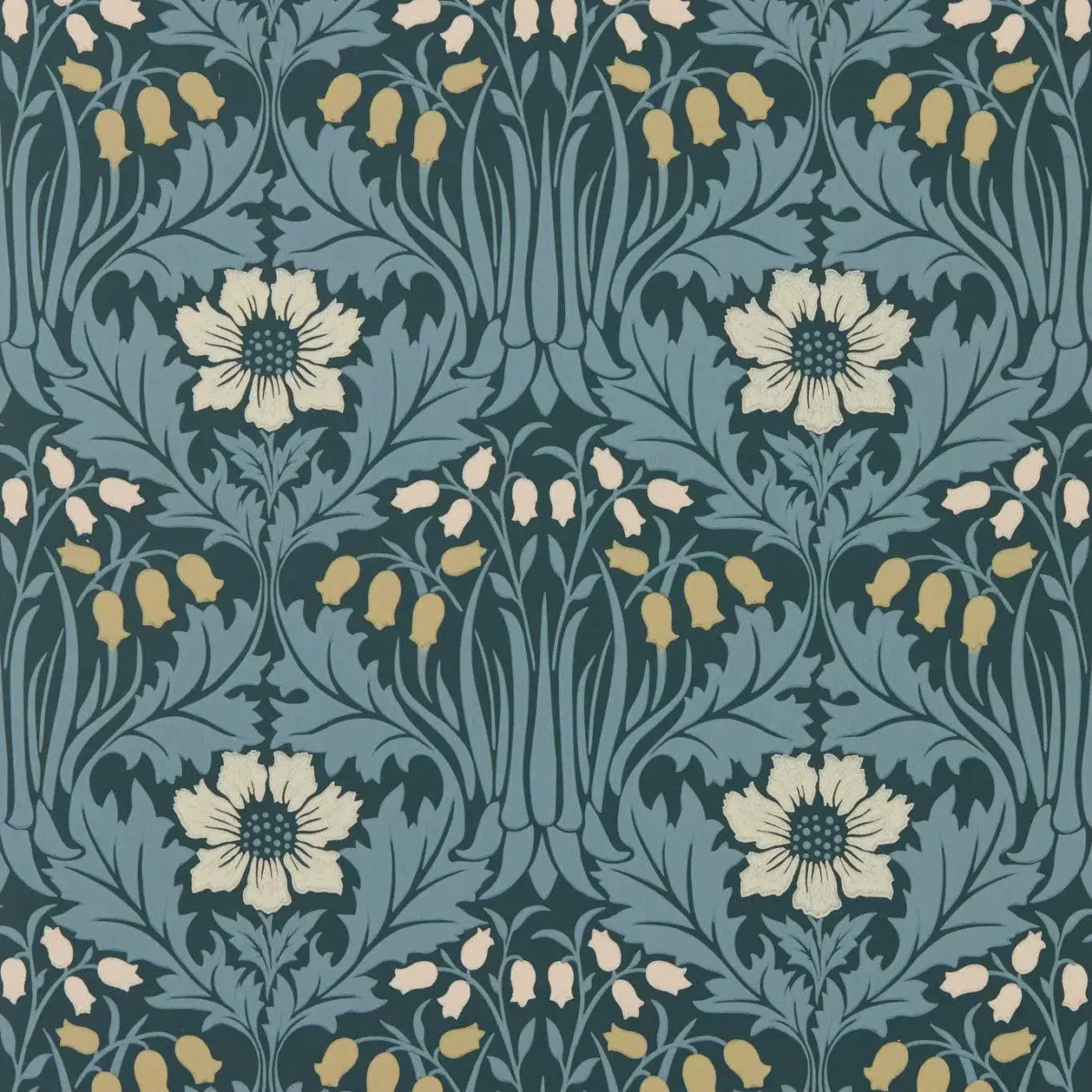 Woodbell & Anemone Wallpaper - Indigo by blue botanical wallpaper from william morris & co