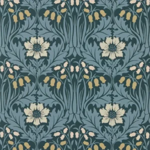 blue botanical wallpaper from william morris & co