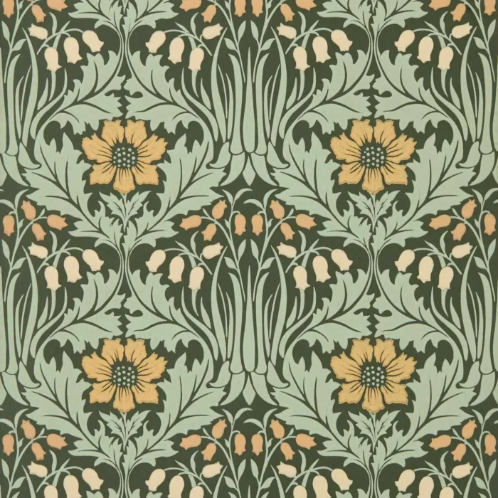 Woodbell & Anemone  Wallpaper - Bayleaf / Manilla swatch