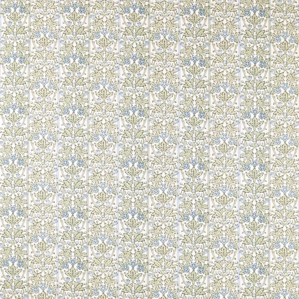 Oak & Blossom Fabric - Thyme / Woad by blue botanical printed fabric from William Morris & Co