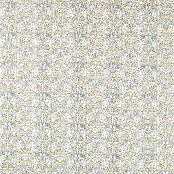 Oak & Blossom Fabric - Thyme / Woad by blue botanical printed fabric from William Morris & Co