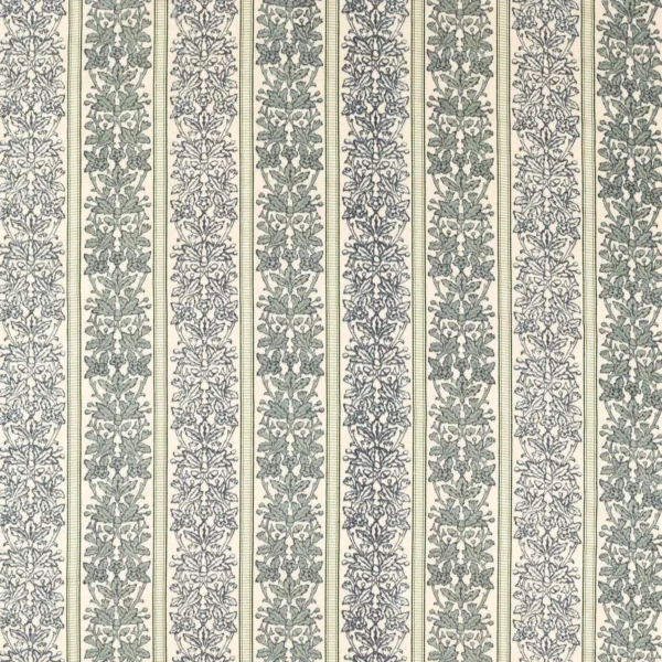 Oak & Blossom Weave Fabric - Green / Indigo by blue striped woven fabric from William Morris & Co