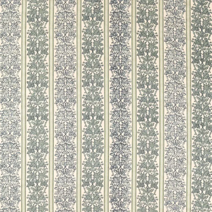 Oak & Blossom Weave Fabric - Green / Indigo swatch