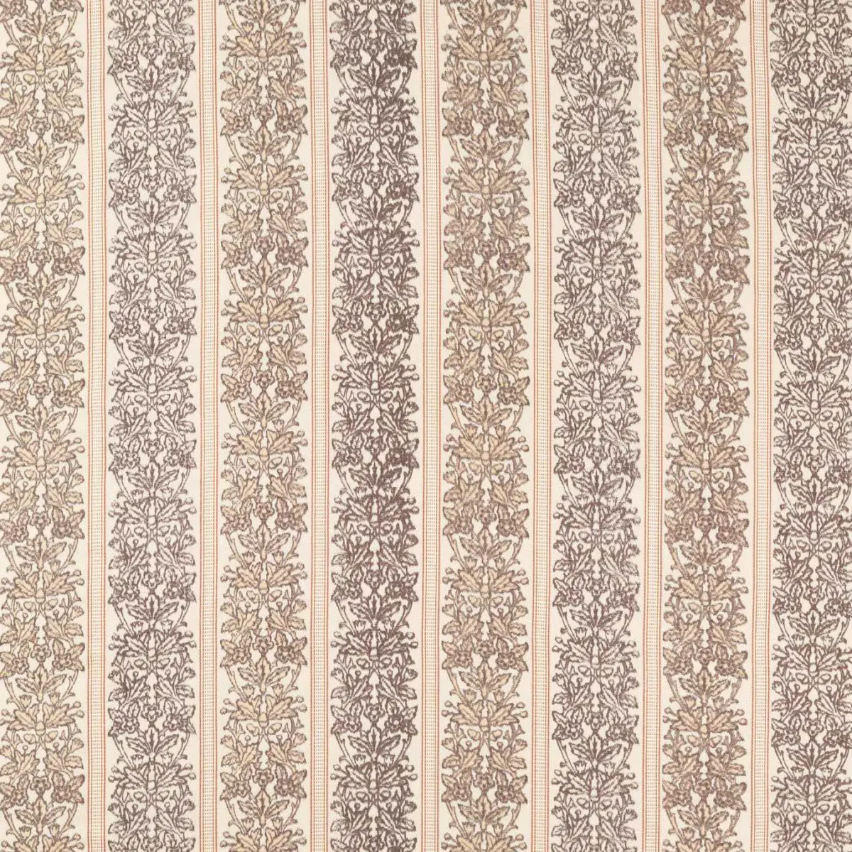 Oak & Blossom Weave Fabric - Chestnut by yellow striped woven fabric from William Morris & Co