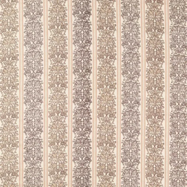 Oak & Blossom Weave Fabric - Chestnut by yellow striped woven fabric from William Morris & Co