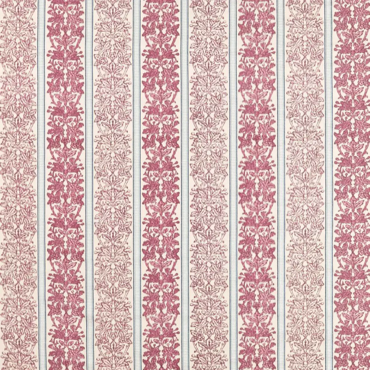 Oak & Blossom Weave Fabric - Madder by red striped woven fabric from William Morris & Co