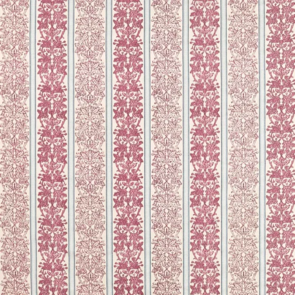 Oak & Blossom Weave Fabric - Madder by red striped woven fabric from William Morris & Co