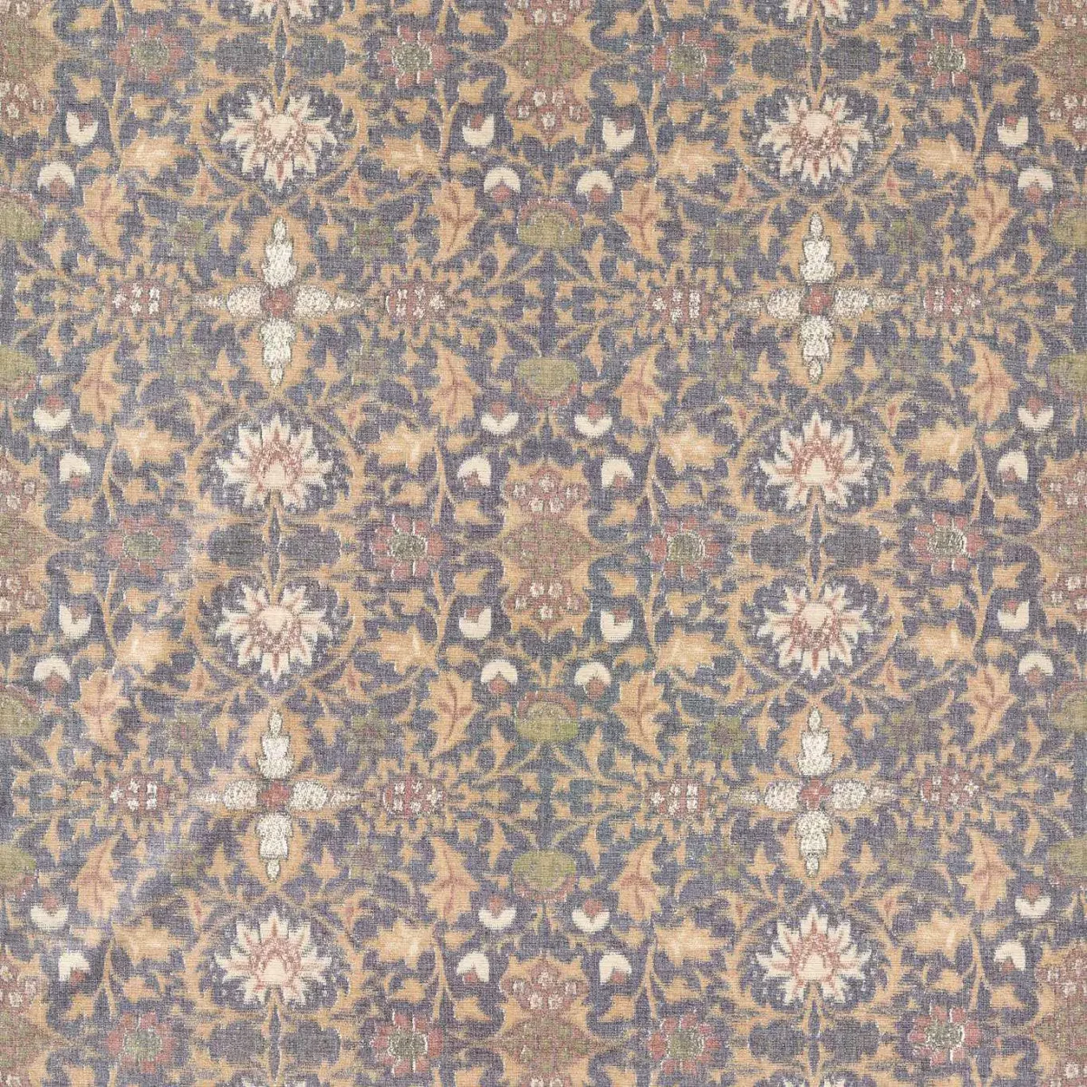 Wilton Warp Print Fabric - Indigo by blue botanical woven fabric from William Morris & Co