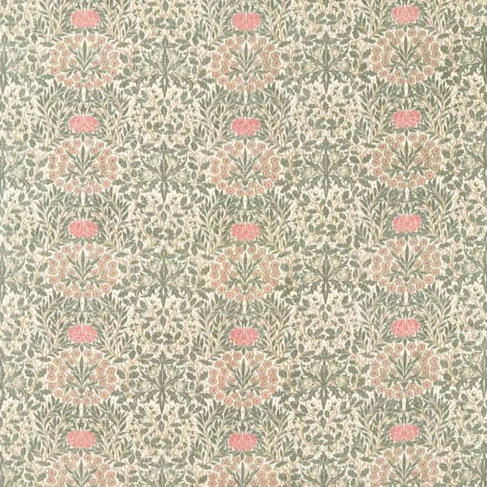 Daisy & Oak Warp Print Fabric - Forest / Rose swatch