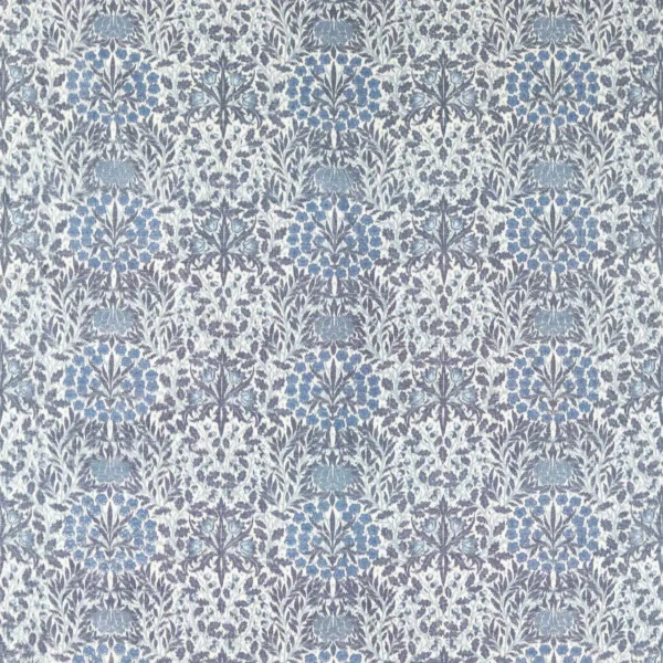 Daisy & Oak Warp Print Fabric - Indigo by blue botanical woven fabric from William Morris & Co