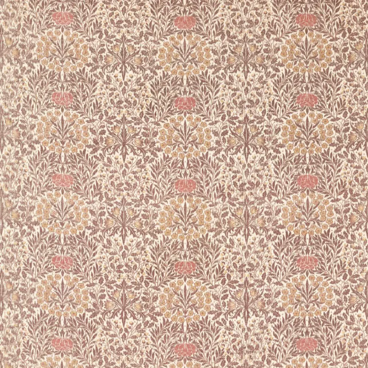 Daisy & Oak Warp Print Fabric - Chestnut / Primrose by black-grey botanical woven fabric from William Morris & Co
