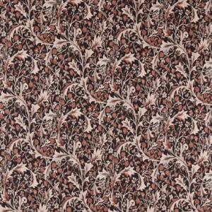 black-grey botanical woven fabric from William Morris & Co