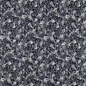 black-grey botanical woven fabric from William Morris & Co