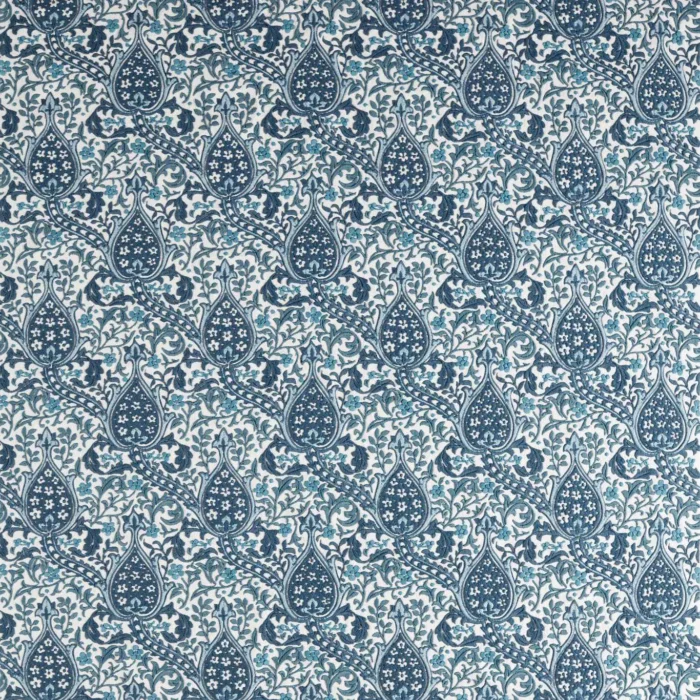 Persian Tulip Embroidery Fabric - Indigo swatch