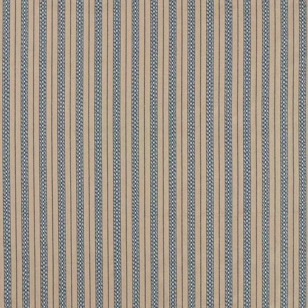 Elm Stripe Fabric - Indigo / Flax by blue striped woven fabric from William Morris & Co