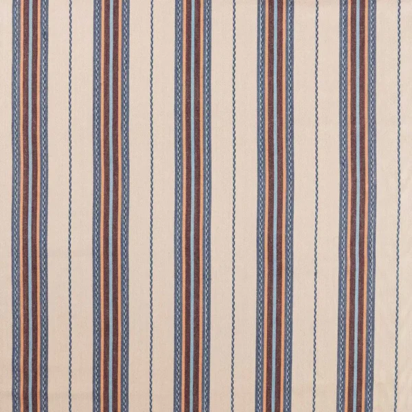 Lechlade Stripe Fabric - Woad / Linen by multicolour striped woven fabric from William Morris & Co