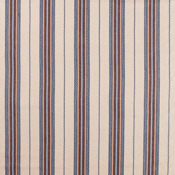 Lechlade Stripe Fabric - Woad / Linen swatch