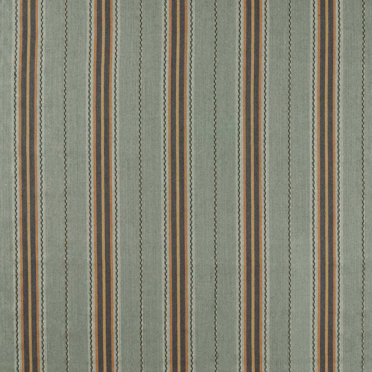 Lechlade Stripe Fabric - Bayleaf / Ochre by green striped woven fabric from William Morris & Co