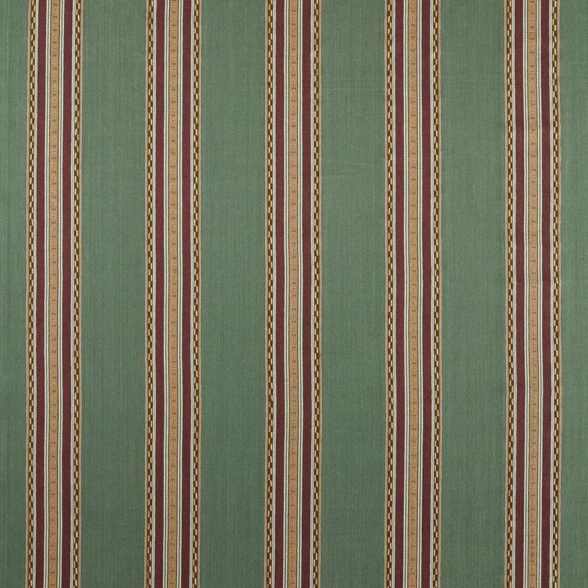 Pimlico Stripe Fabric - Teal / Mulberry by green striped woven fabric from William Morris & Co