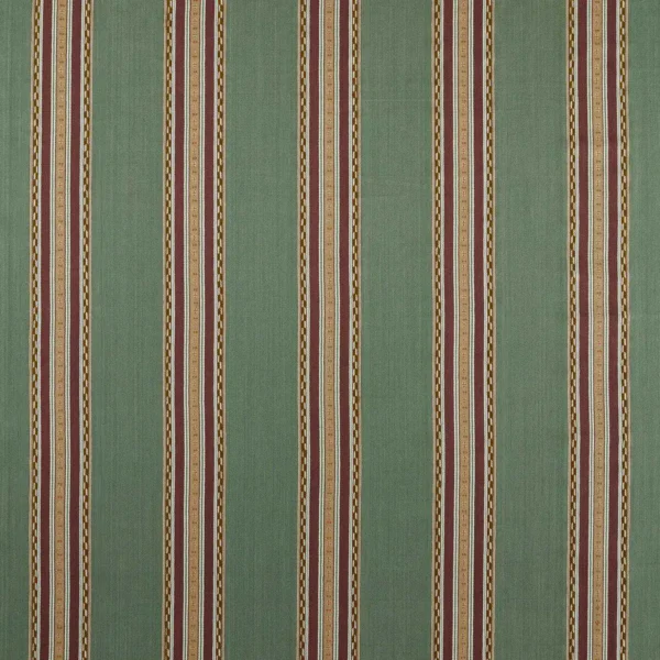 Pimlico Stripe Fabric - Teal / Mulberry by green striped woven fabric from William Morris & Co