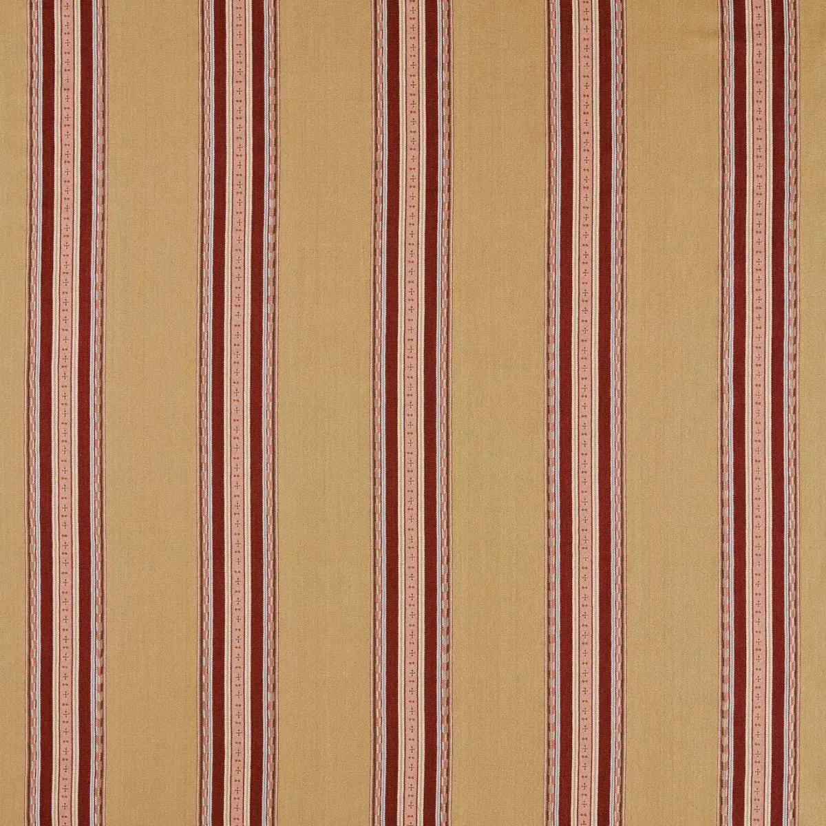 Pimlico Stripe Fabric - Ochre / Crimson by red striped woven fabric from William Morris & Co