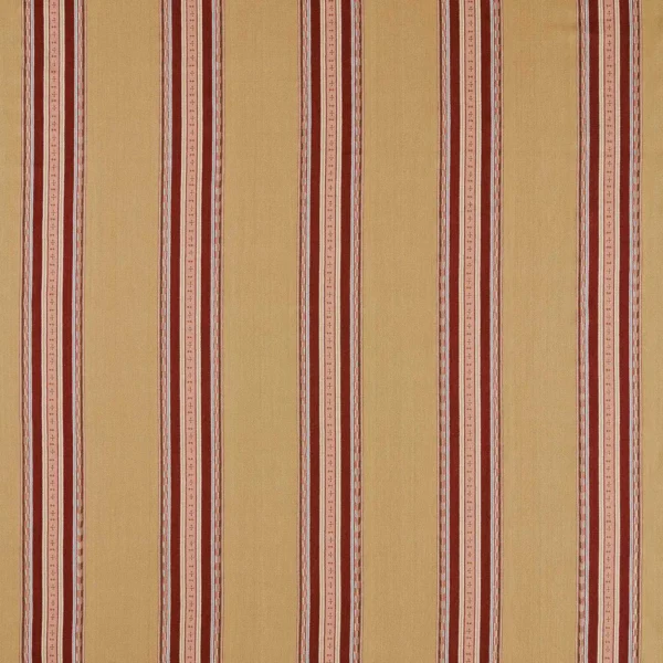Pimlico Stripe Fabric - Ochre / Crimson by red striped woven fabric from William Morris & Co