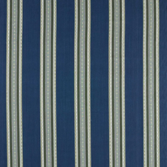 Pimlico Stripe Fabric - Indigo / Forest swatch