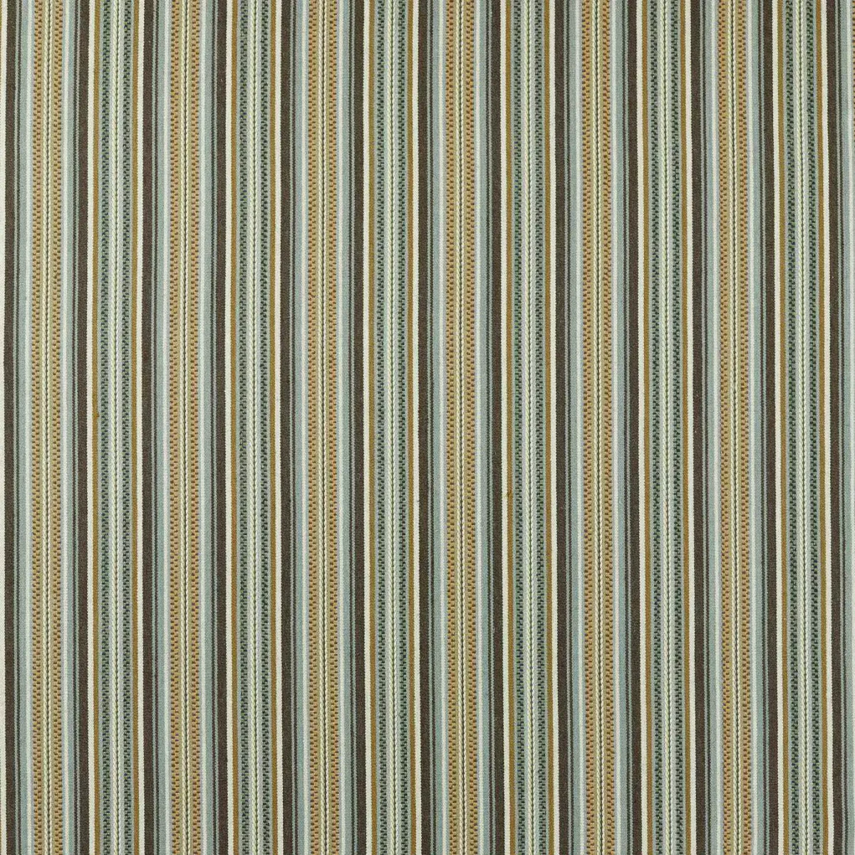 Woodford Stripe Fabric - Teal by multicolour striped woven fabric from William Morris & Co