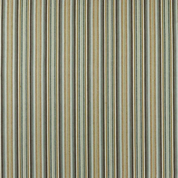 Woodford Stripe Fabric - Teal by multicolour striped woven fabric from William Morris & Co
