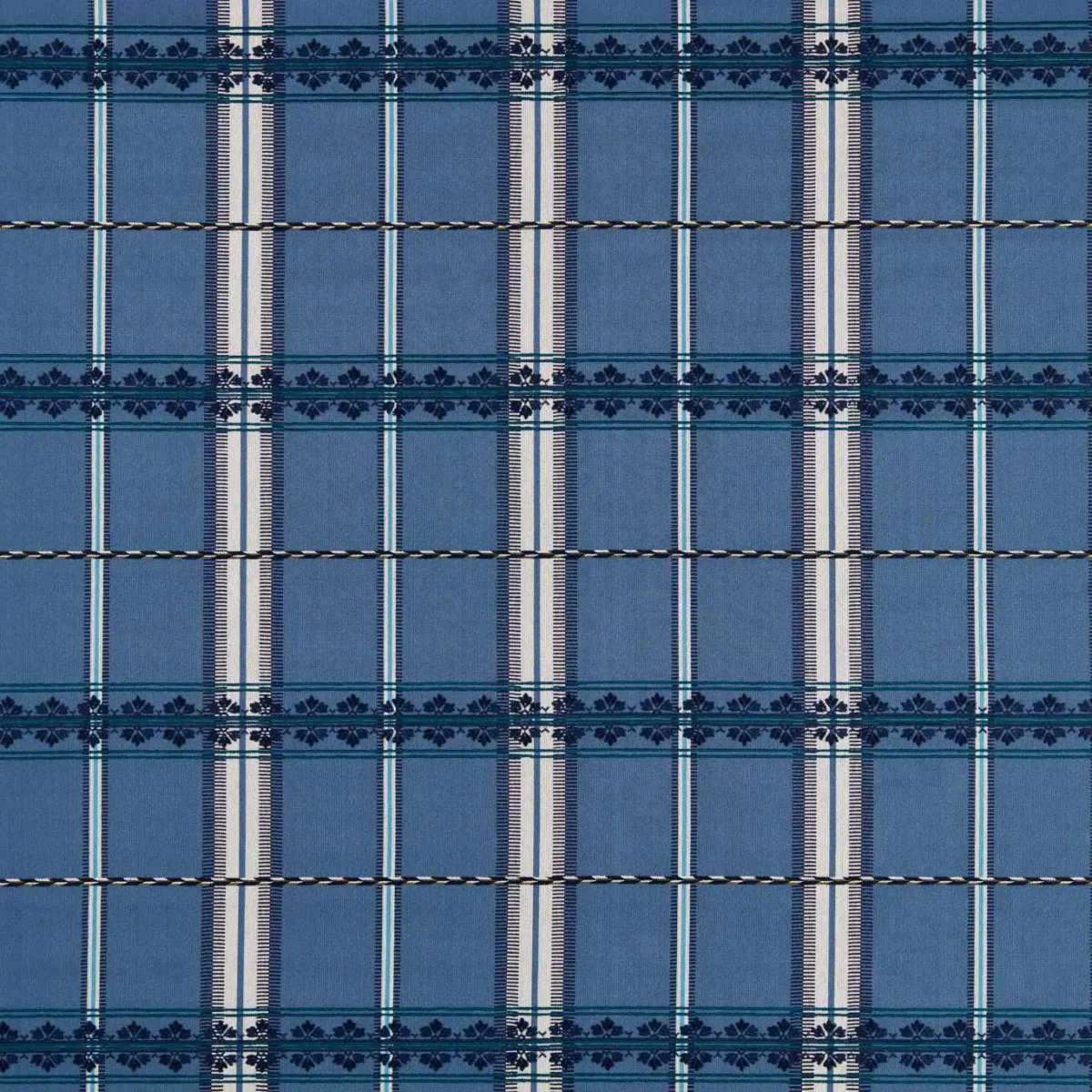 Hanover Check Fabric - Indigo by blue striped woven fabric from William Morris & Co