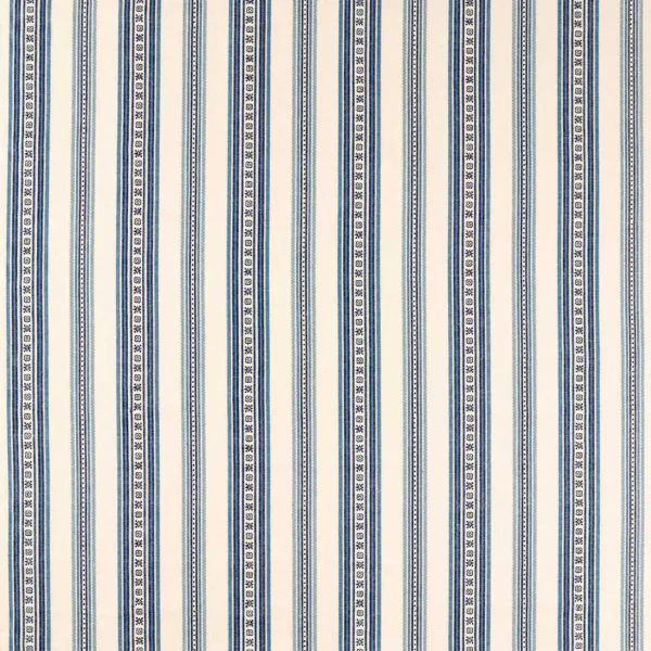 Dallington Stripe Fabric - Indigo by blue striped woven fabric from William Morris & Co