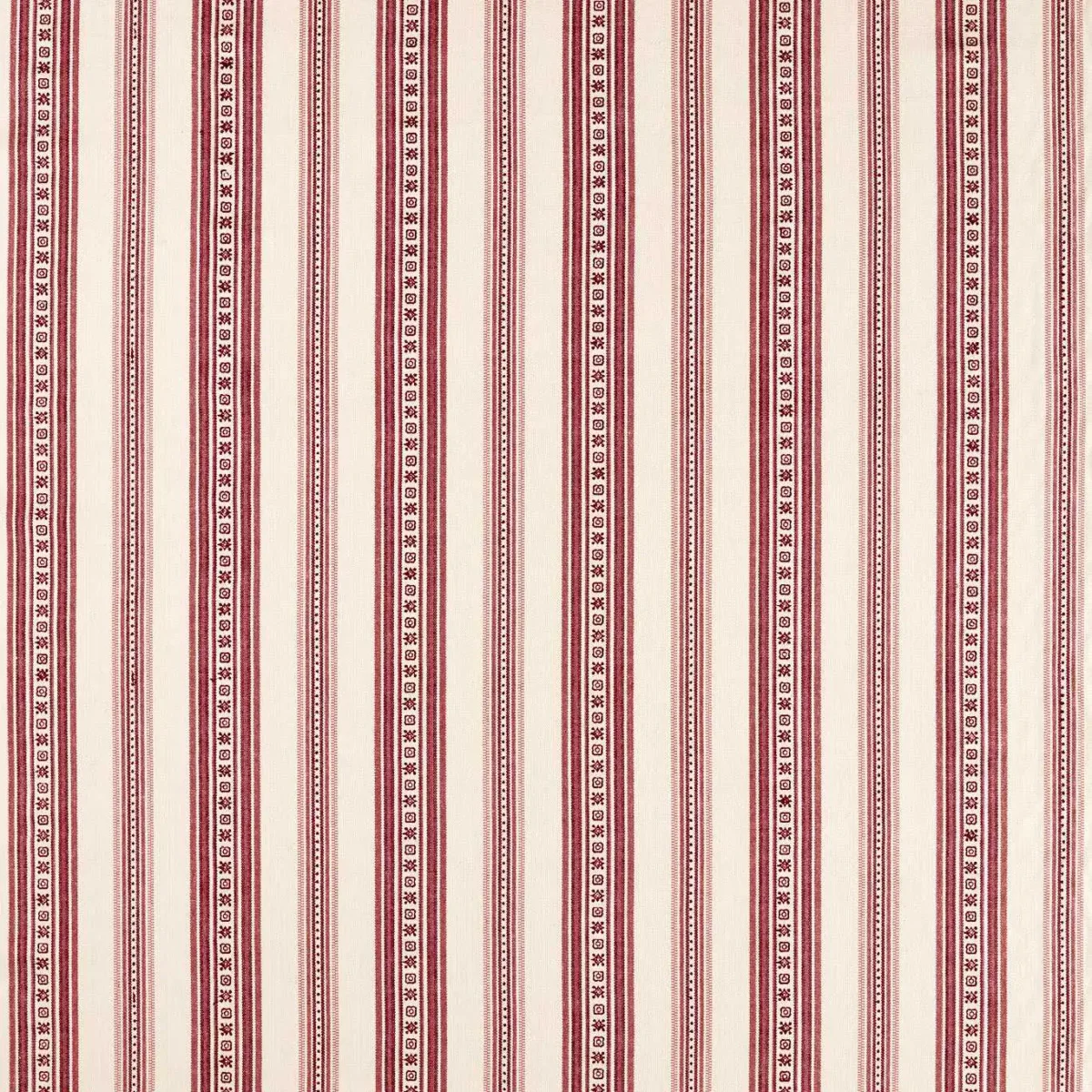 Dallington Stripe Fabric - Mulberry by red striped woven fabric from William Morris & Co
