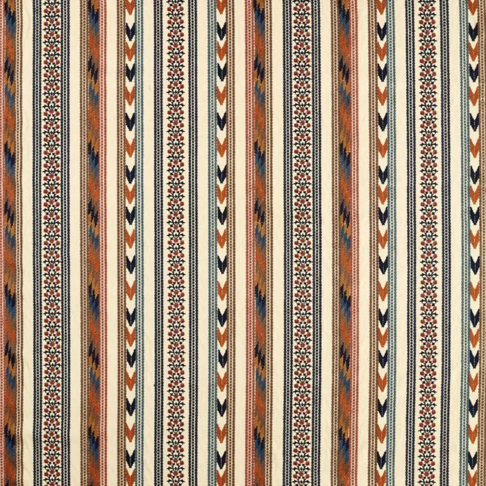 Bloomsbury Stripe Fabric - Russet / Indigo swatch
