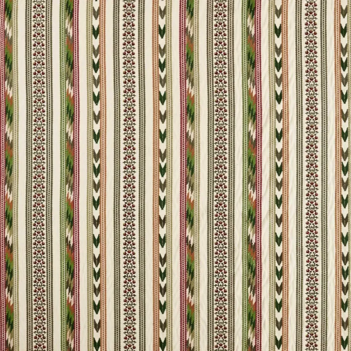 Bloomsbury Stripe Fabric - Forest / Madder swatch