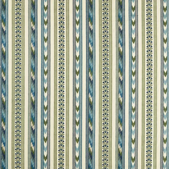 Bloomsbury Stripe Fabric - Woad / Thyme swatch