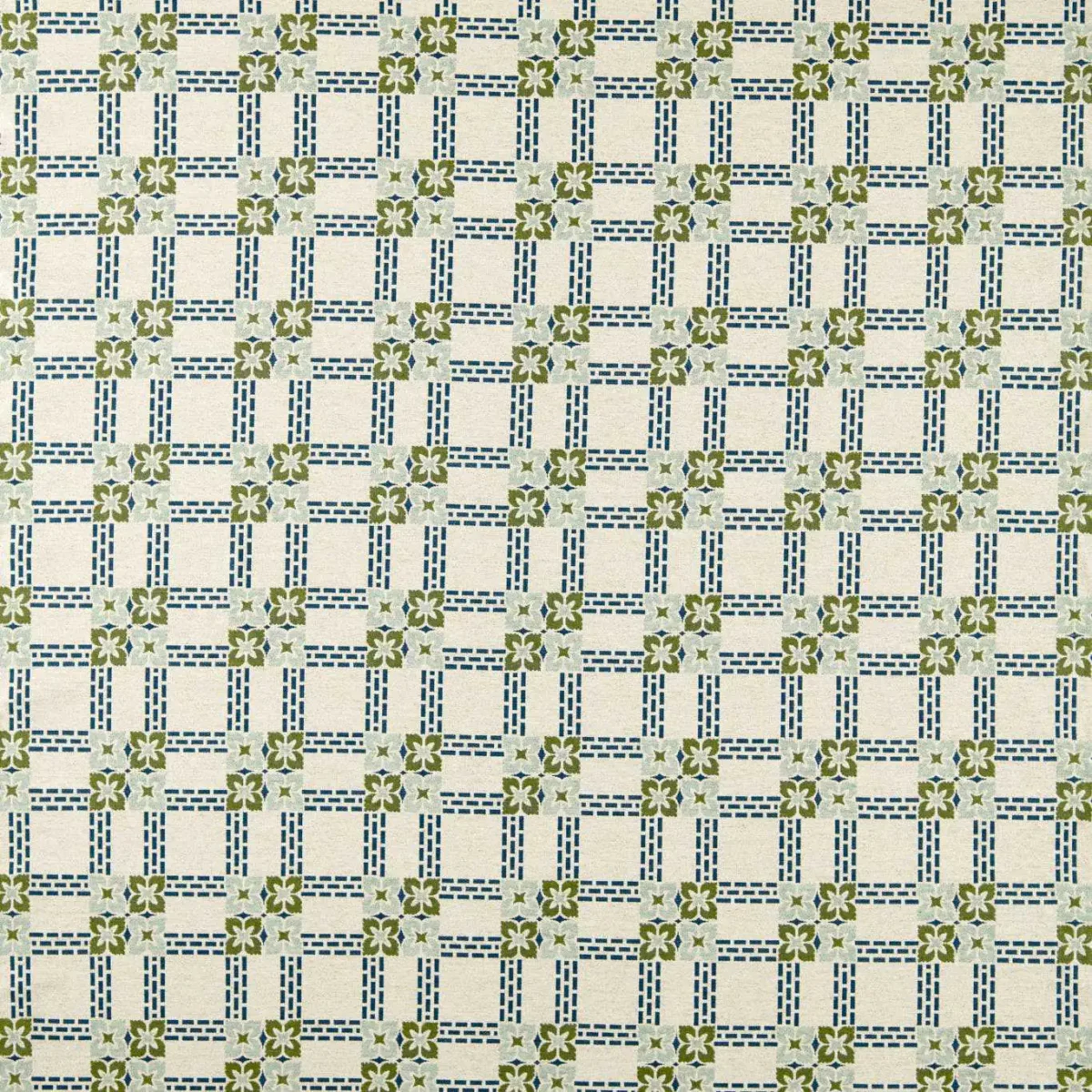 Wisley Weave Fabric - Indigo / Artichoke by green striped woven fabric from William Morris & Co