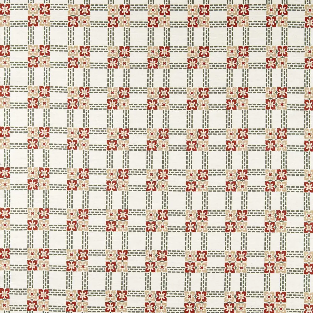 Wisley Weave Fabric - Russet / Thyme by red striped woven fabric from William Morris & Co