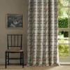 red striped curtain with window and chair