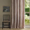 red striped curtain with window and chair