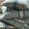 green striped cushion with cushion