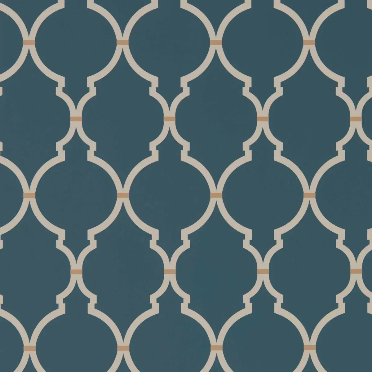 Empire Trellis Wallpaper - Indigo / Linen by blue geometric wallpaper from sanderson