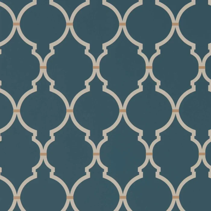 Empire Trellis Wallpaper -  Indigo / Linen swatch