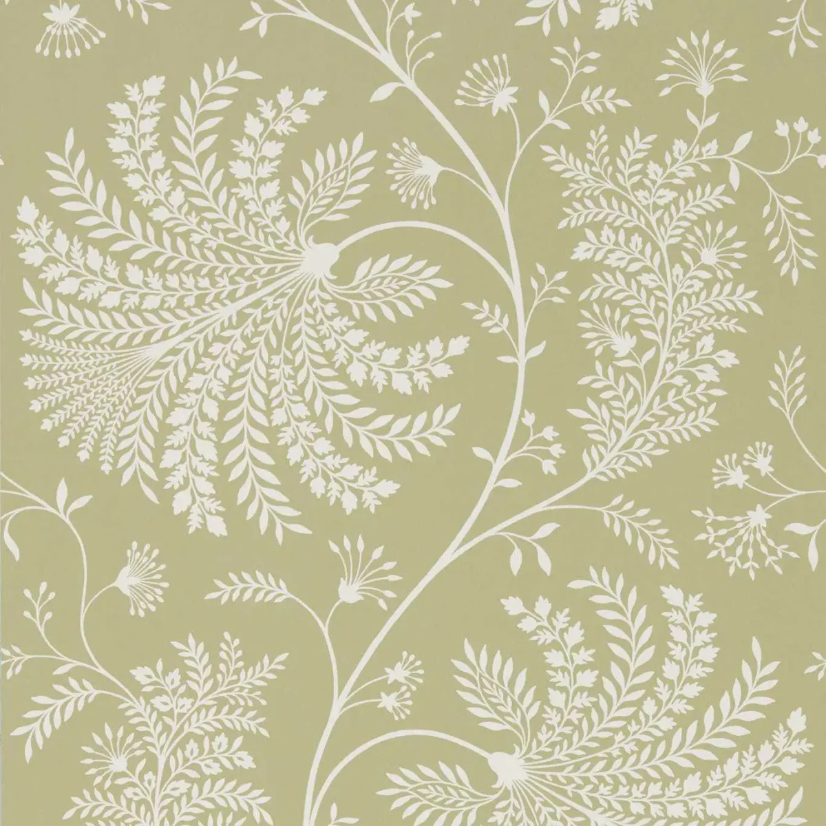 Mapperton Wallpaper - Green / Cream by green botanical wallpaper from sanderson