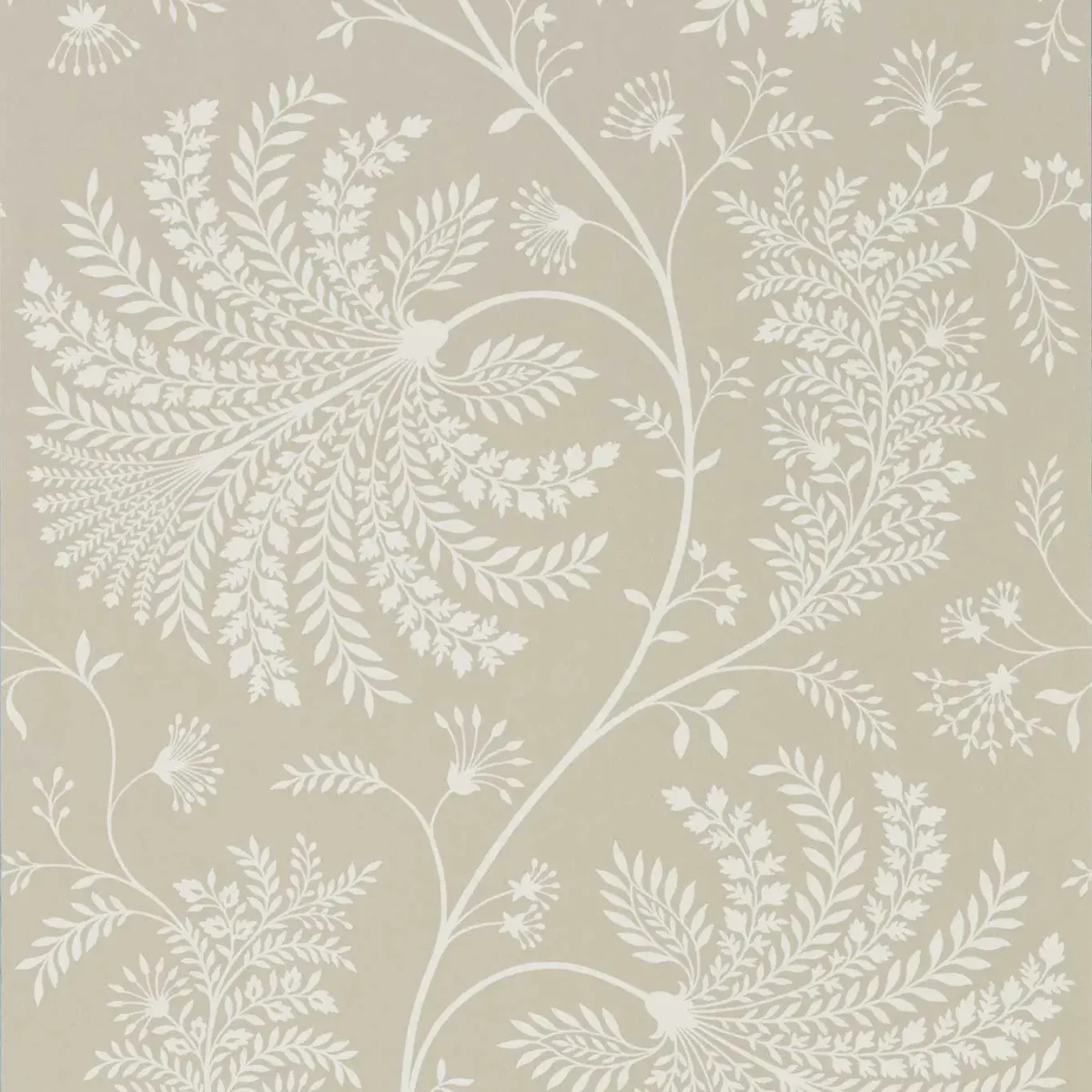 Mapperton Wallpaper - Linen / Cream by neutral botanical wallpaper from sanderson