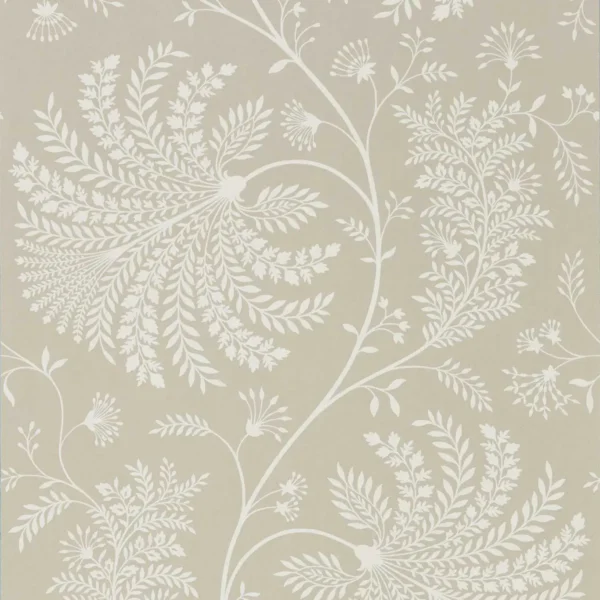Mapperton Wallpaper - Linen / Cream by neutral botanical wallpaper from sanderson