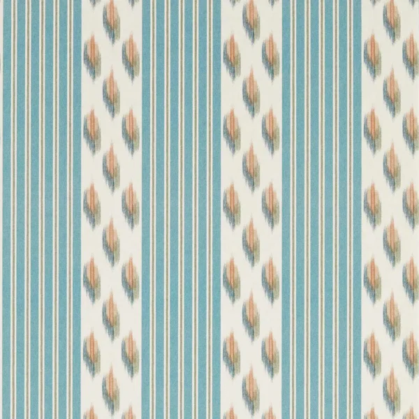 Musafir Wallpaper - Udaipur Blue / Cinnamon by blue striped wallpaper from sanderson