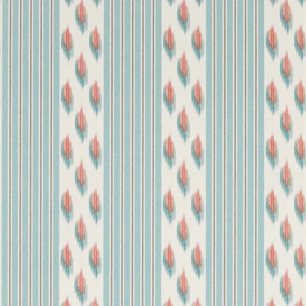 Musafir Wallpaper - Mineral / Coral by blue striped wallpaper from sanderson