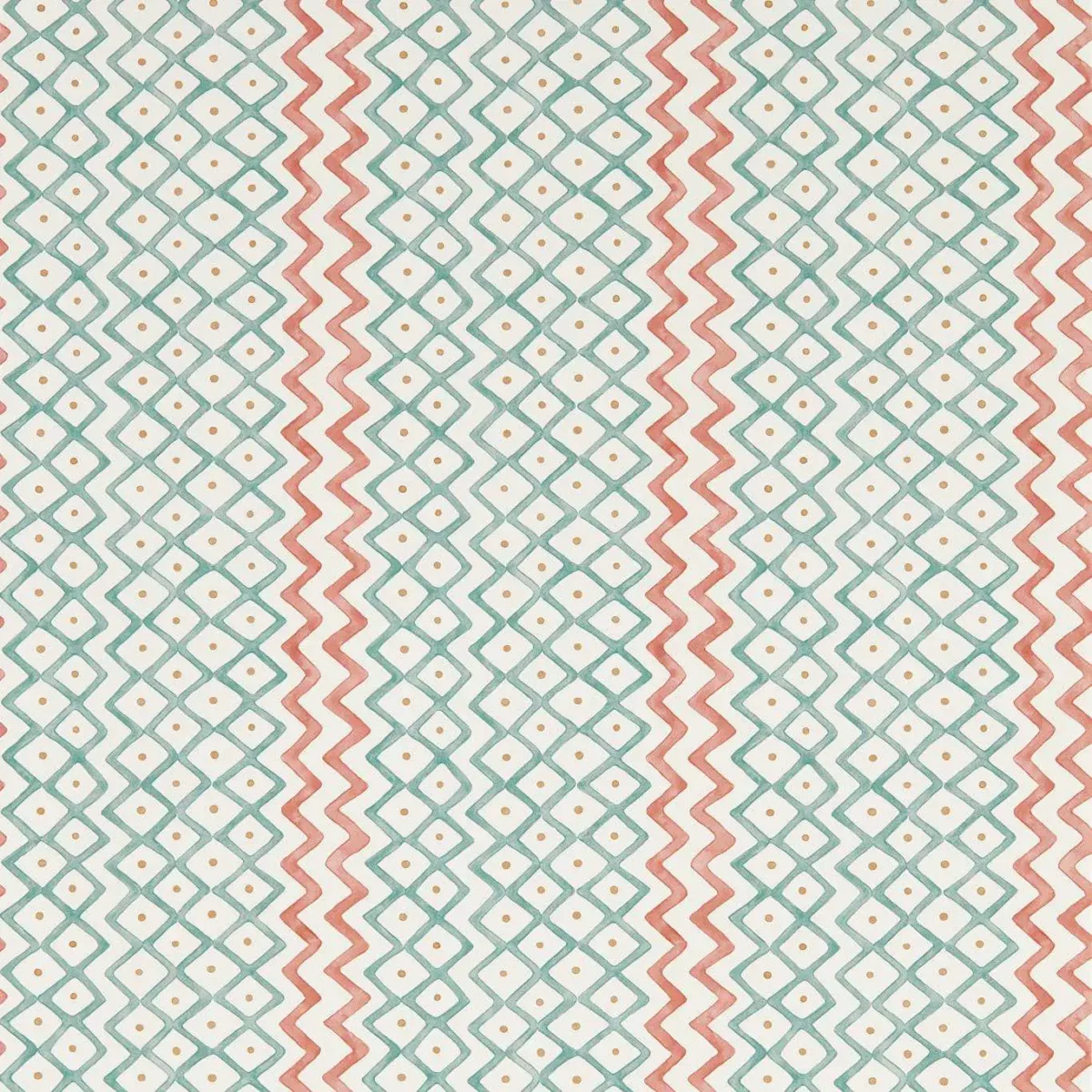 Khes Wallpaper - Udaipur Blue / Aleppo Pepper by blue geometric wallpaper from sanderson