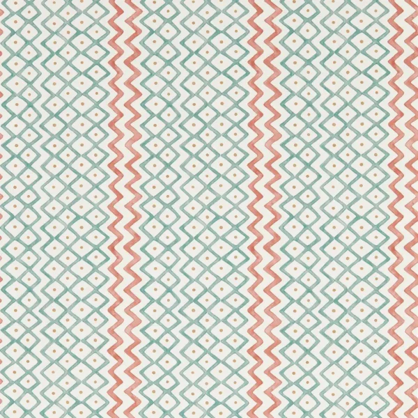 Khes Wallpaper - Udaipur Blue / Aleppo Pepper by blue geometric wallpaper from sanderson