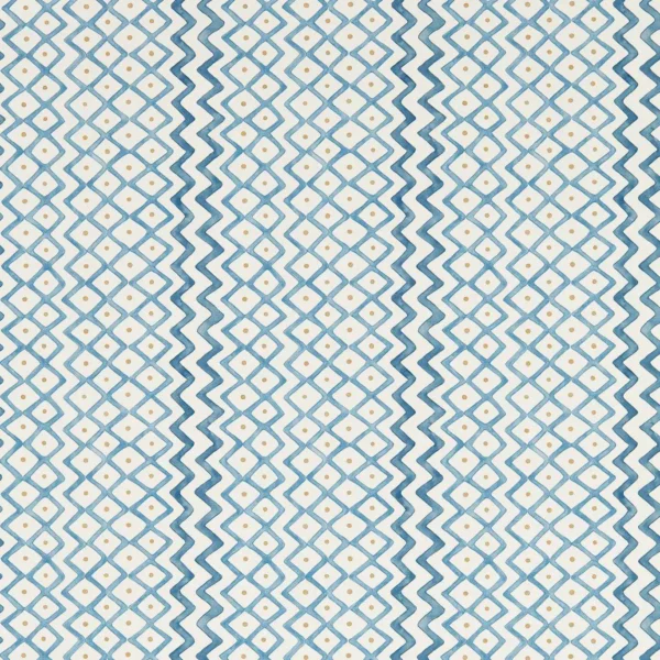 Khes Wallpaper - Indigo / Woad by blue geometric wallpaper from sanderson
